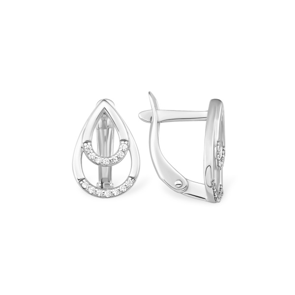 Серьги из серебра с фианитами