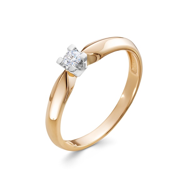 Кольцо из красного золота с бриллиантом