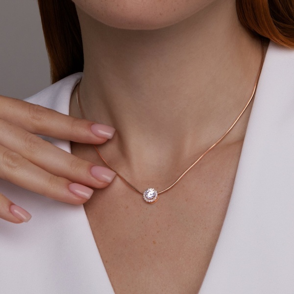 Подвеска из красного золота с фианитами