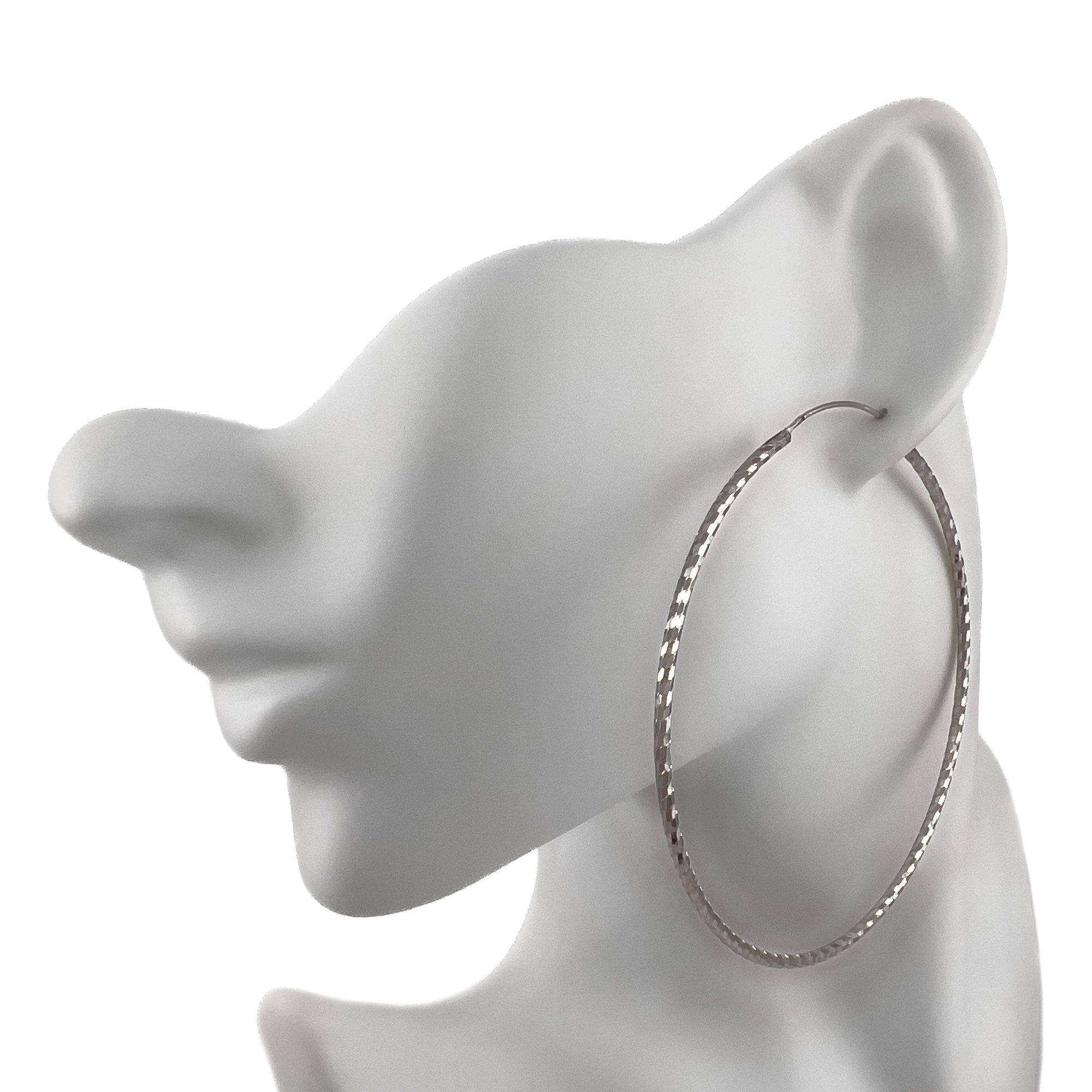 Серьги конго из серебра с алмазной гранью