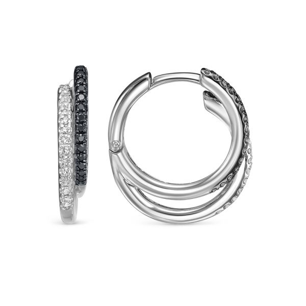 Серьги конго из белого золота с бриллиантами