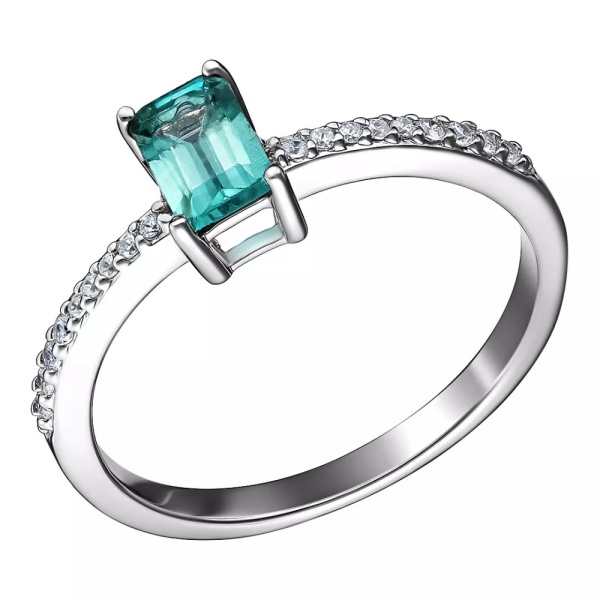 Кольцо из серебра с апатитом и фианитами