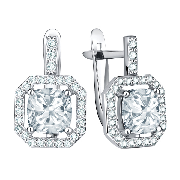 Серьги из серебра с фианитами