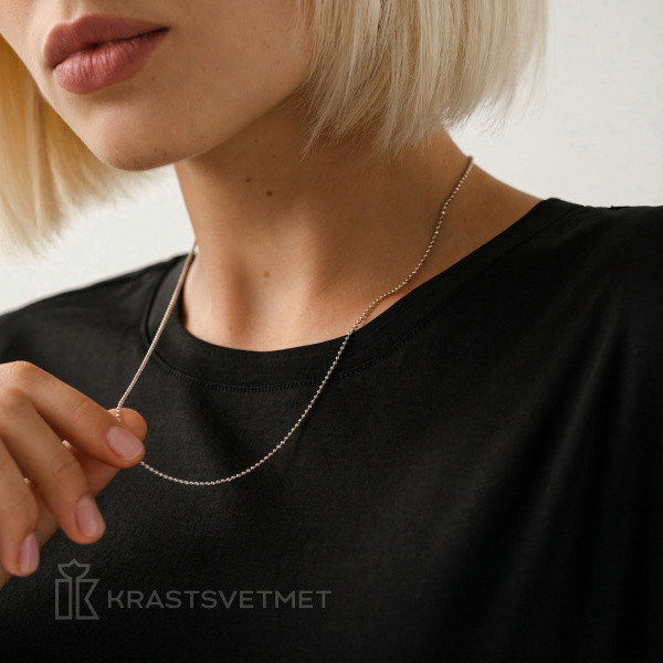 Цепь из белого золота 585, плетение «Перлина»