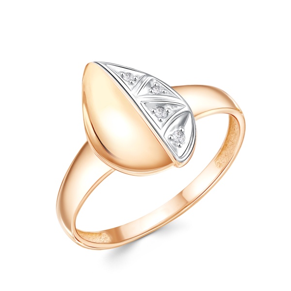 Кольцо из красного золота с фианитами