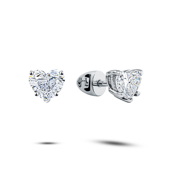 Серьги пусеты из белого золота с бриллиантами