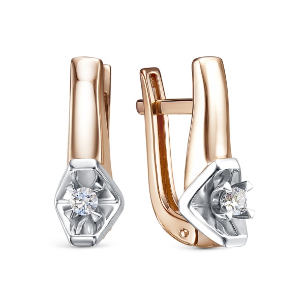 Серьги из красного золота с бриллиантами