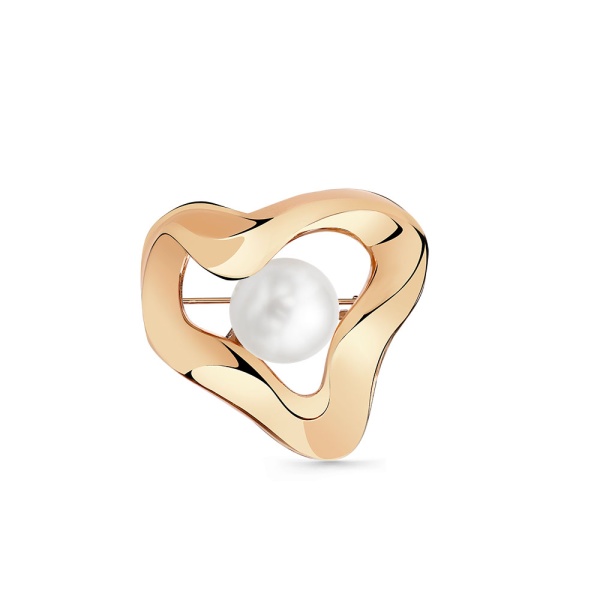 Брошь из красного золота с жемчугом