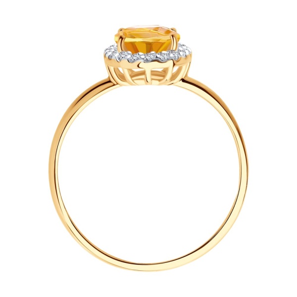 Кольцо из красного золота с топазом и фианитами