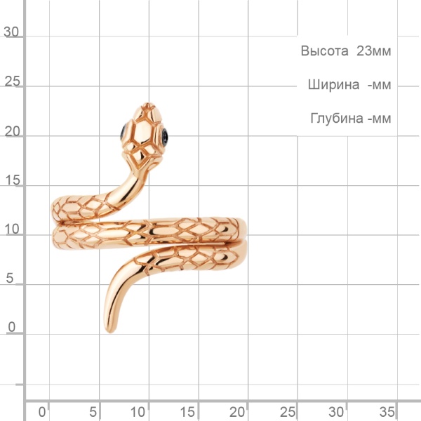Кольцо из красного золота с нанокристаллами «Змея»