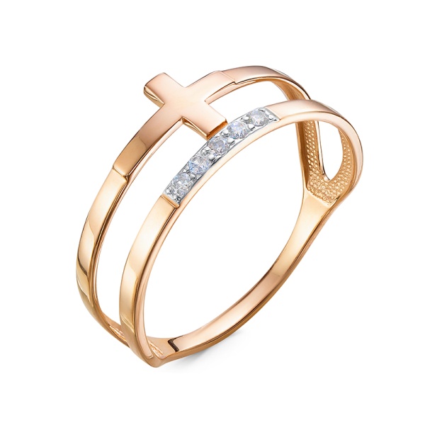 Кольцо из красного золота с фианитами