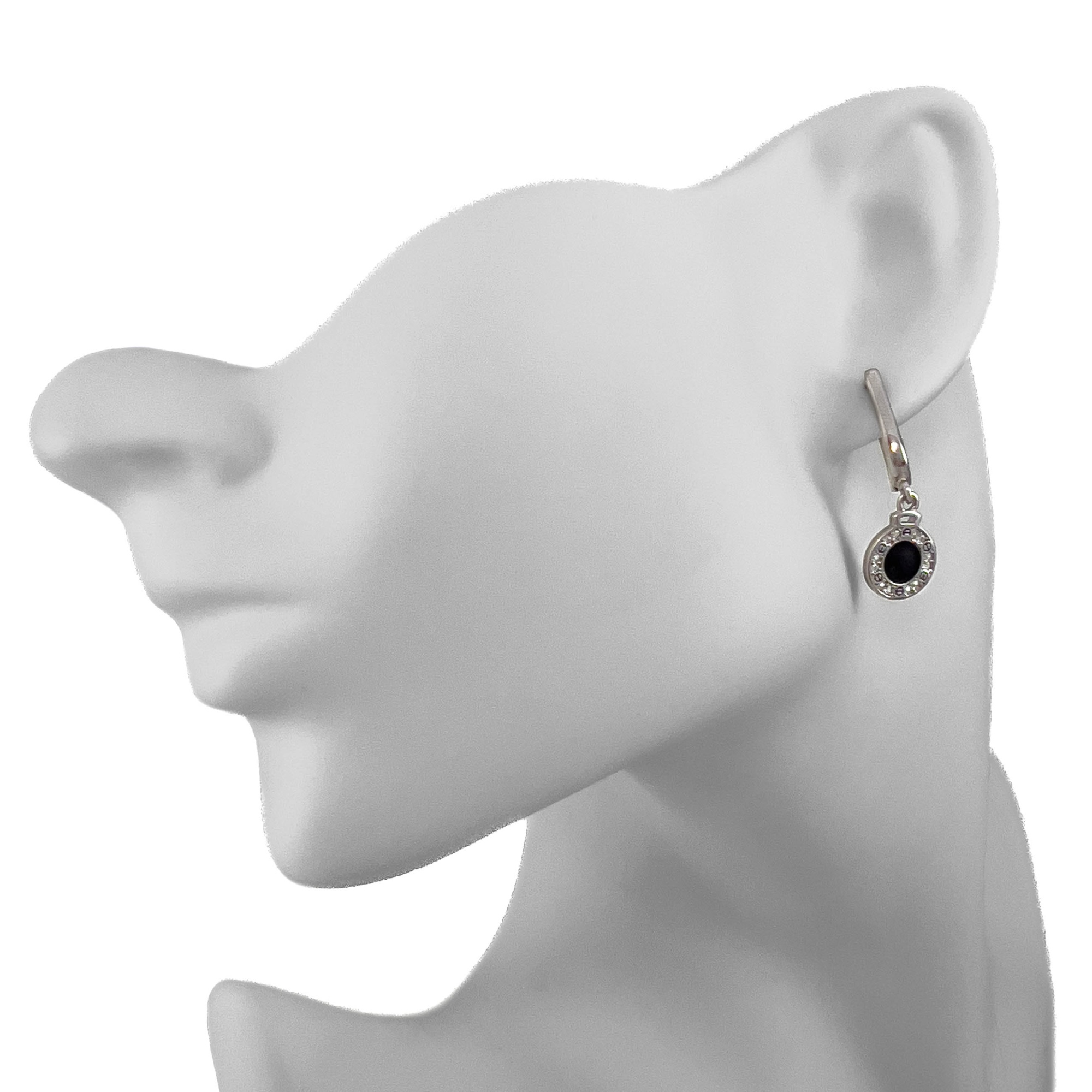 Серьги из серебра с цирконами и эмалью