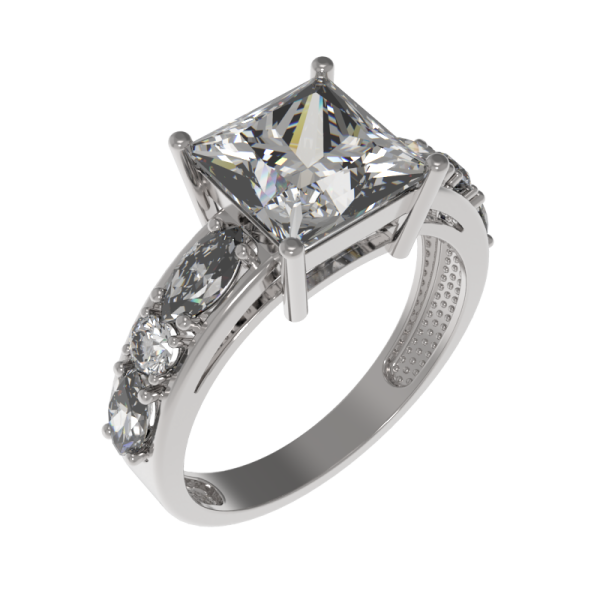 Кольцо из серебра с фианитами