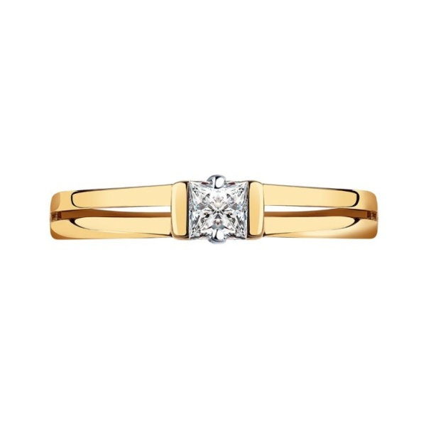 Кольцо из красного золота с фианитом