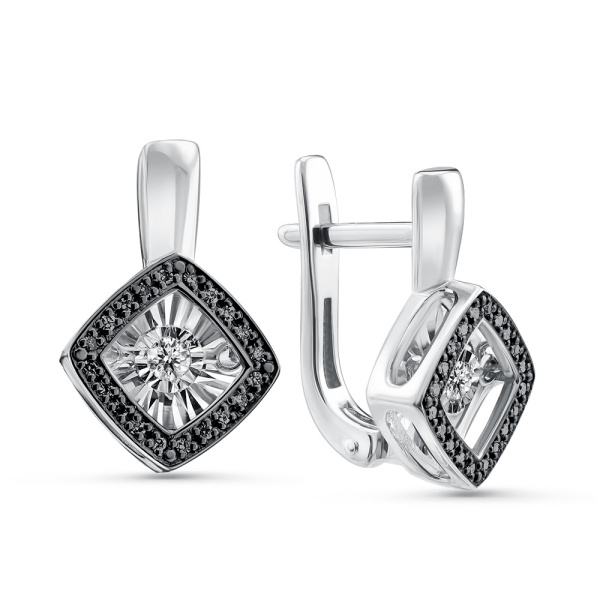 Серьги из белого золота с танцующим бриллиантом