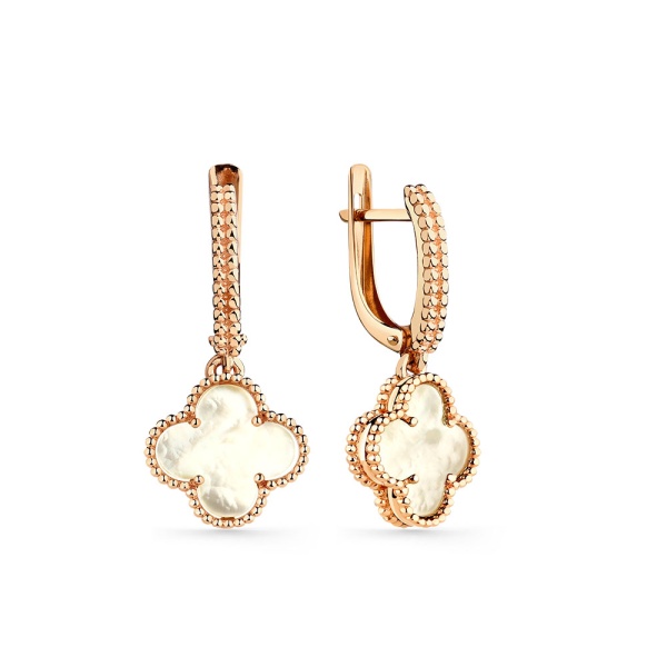 Серьги из красного золота с перламутром