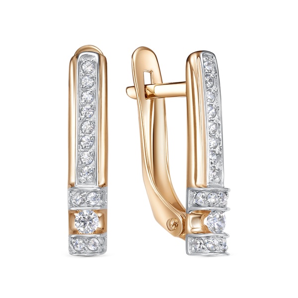 Серьги из красного золота с фианитами