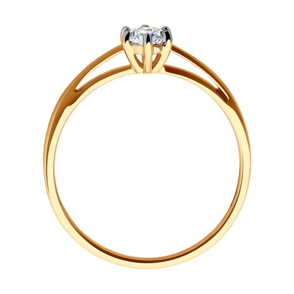 Кольцо из красного золота с фианитом