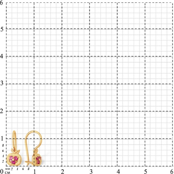 Серьги из красного золота 585 пробы с фианитами