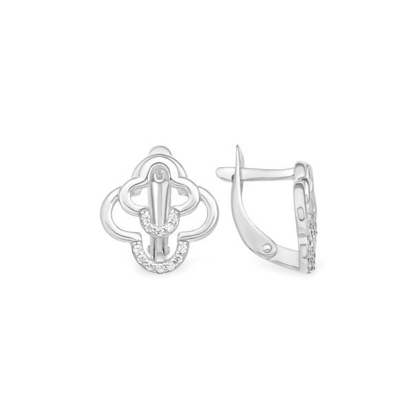 Серьги из серебра с фианитами