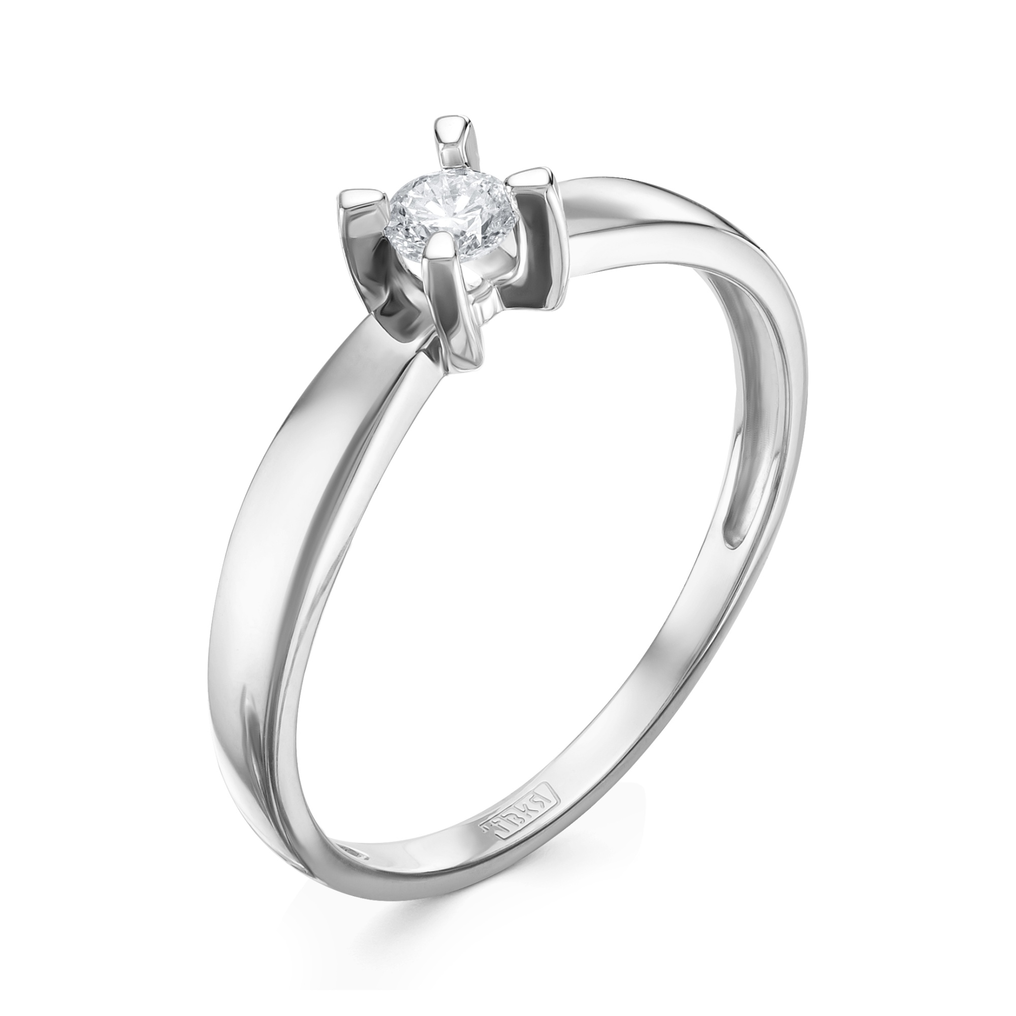 Кольцо из белого золота с бриллиантом