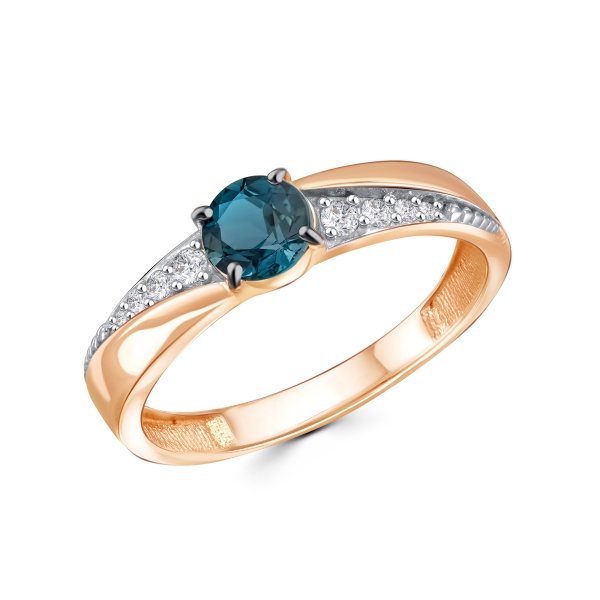 Кольцо из красного золота с топазами и фианитами