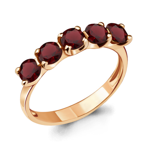 Кольцо из красного золота с гранатами