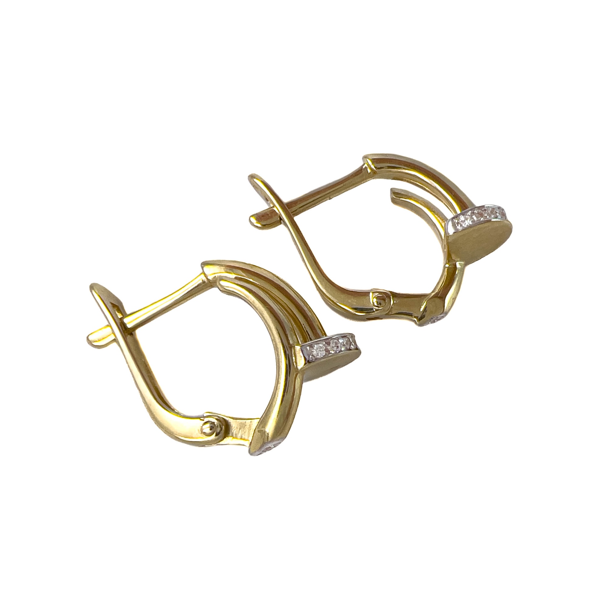 Серьги из желтого золота с фианитами