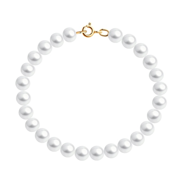 Браслет из красного золота с белым жемчугом