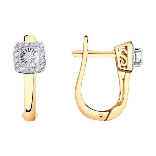 Серьги из красного золота с бриллиантами