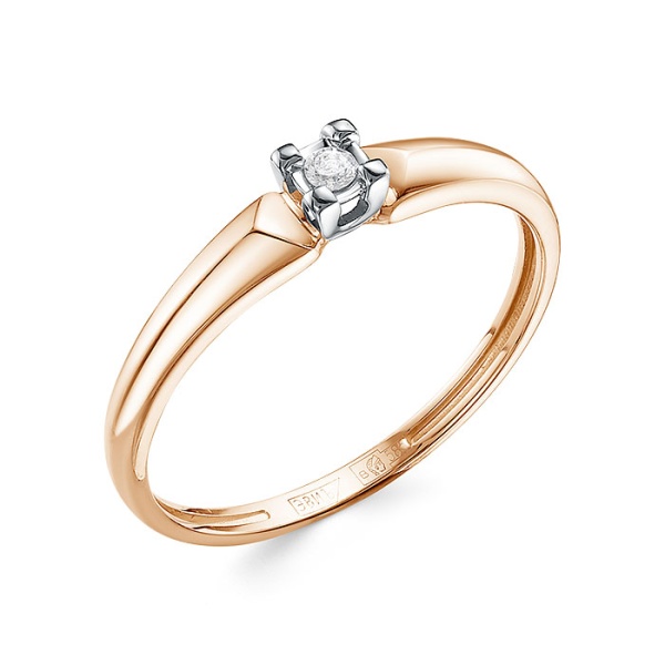 Кольцо из красного золота с бриллиантом