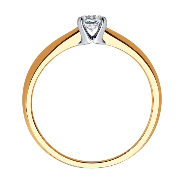 Кольцо из красного золота с бриллиантом