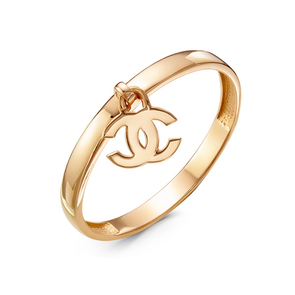 Кольцо из красного золота с подвеской