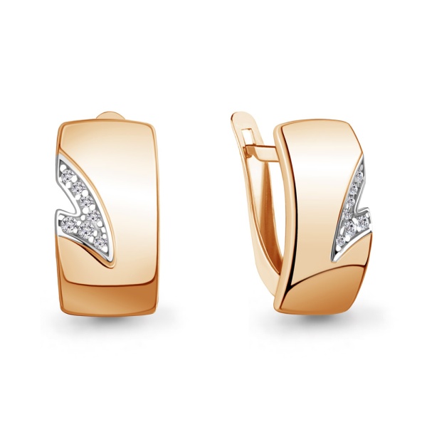 Серьги из красного золота с фианитами