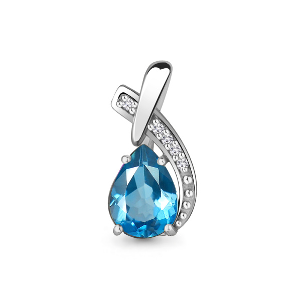 Подвеска из серебра с топазом и фианитами