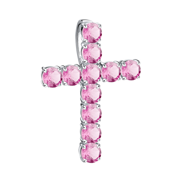 Декоративный крестик из серебра с фианитами