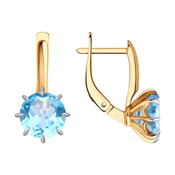 Серьги из красного золота с топазами