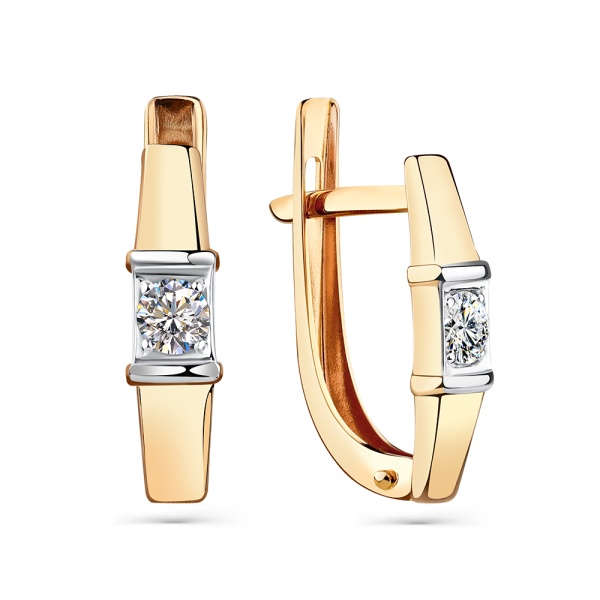 Скрьги из красного золота с фианитами