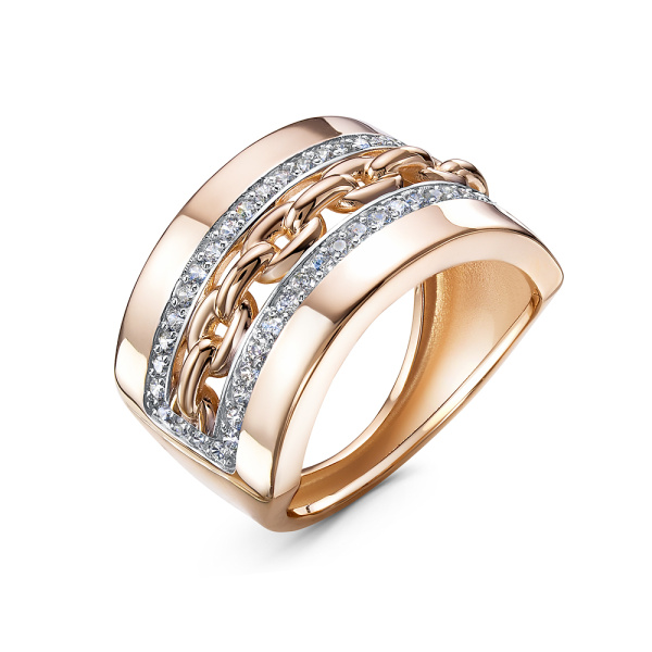 Кольцо из красного золота с фианитами