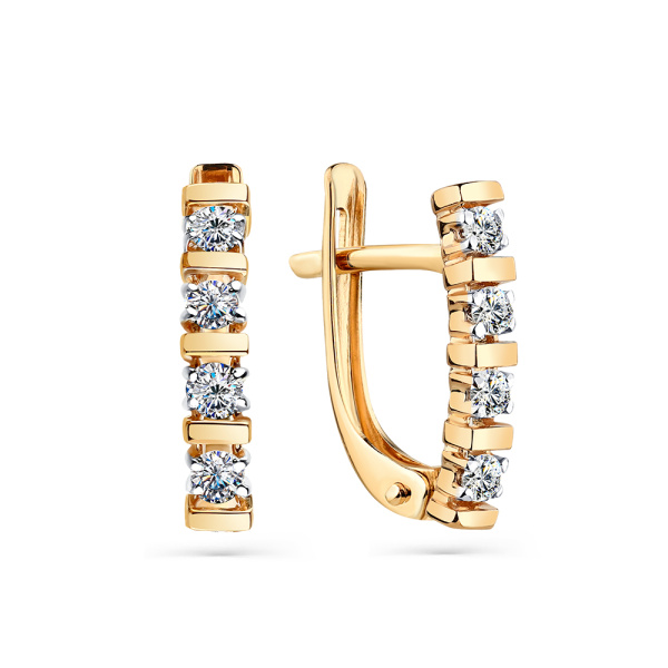 Серьги из красного золота с фианитами