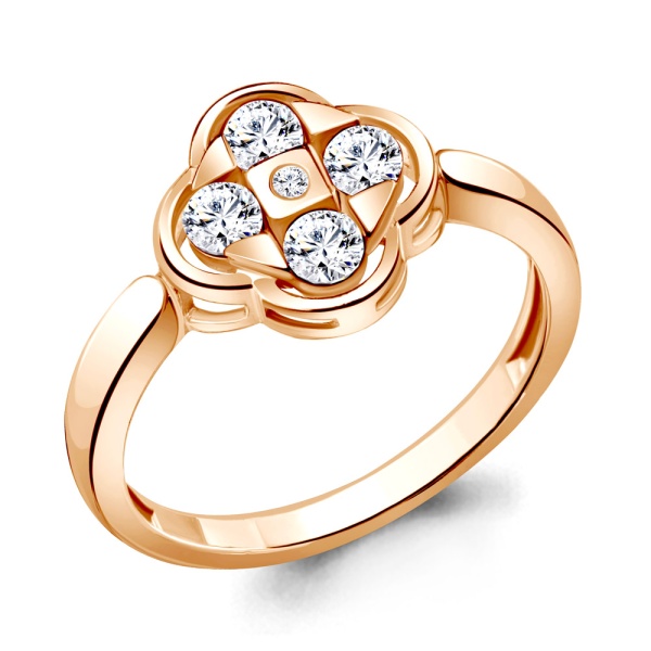 Кольцо из красного золота с фианитами