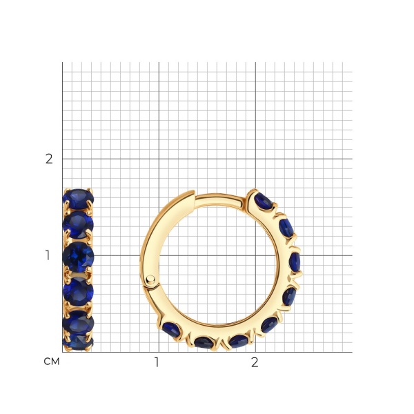 Серьги конго из красного золота с корундами