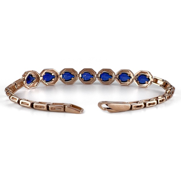 Браслет из золота с сапфиром и фианитами