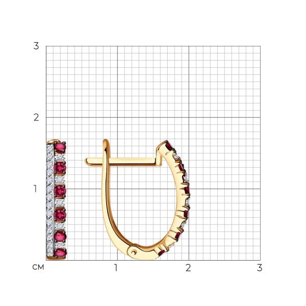 Серьги из красного золота с рубинами и бриллиантами
