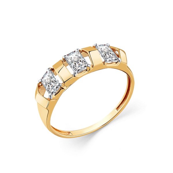 Кольцо из красного золота с фианитами