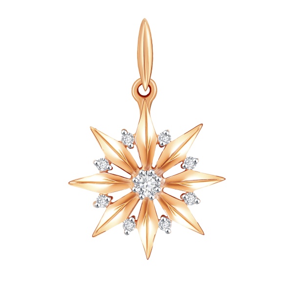 Подвеска из красного золота с фианитами