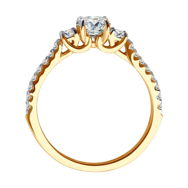 Кольцо из красного золота с фианитами