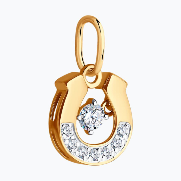 Подвеска из красного золота с фианитами