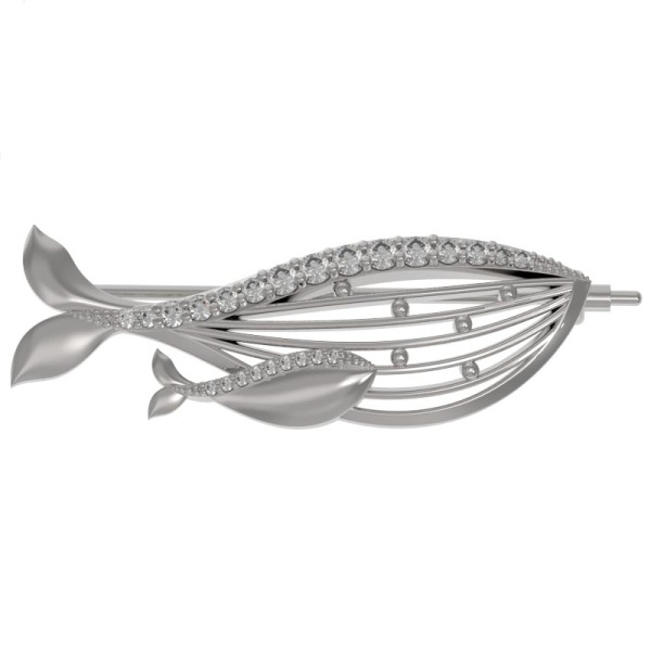 Брошь из серебра с фианитами «Киты»