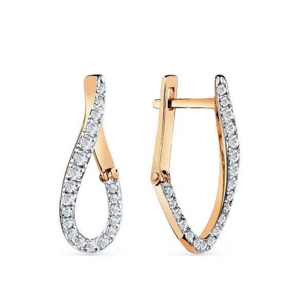 Серьги из красного золота с фианитами